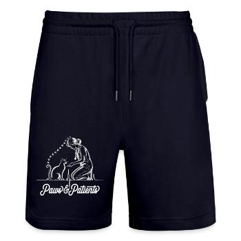  Paws & Patients Tierarzt Tierärztin Katze - Stanley/Stella Unisex Bio Joggingshorts Trainer  - Dark navy - Vorne - Nik (191cm) & Marisol (170cm)
