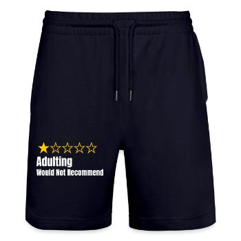 Adulting - Würde nicht empfehlen - Ein-Sterne-Bewertung - Stanley/Stella Unisex Bio Joggingshorts Trainer  - Dark navy - Vorne - Nik (191cm) & Marisol (170cm)
