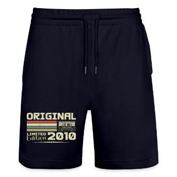 Retro 2010 Geburtstagsgeschenk Geboren im Jahr 2010 Original - Stanley/Stella Unisex Bio Joggingshorts Trainer  - Dark navy - Vorne - Nik (191cm) & Marisol (170cm)