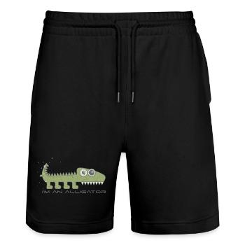 Ich bin ein Alligator - Stanley/Stella Unisex Bio Joggingshorts Trainer  - Schwarz - Vorne - Nik (191cm) & Marisol (170cm)