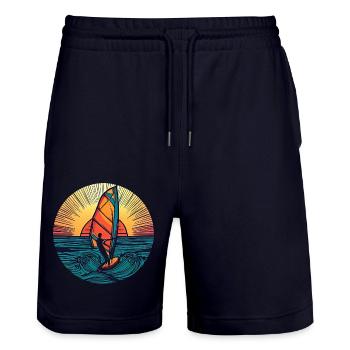 windsurfer surfer sunset - Stanley/Stella Unisex Bio Joggingshorts Trainer  - Dark navy - Vorne - Nik (191cm) & Marisol (170cm)
