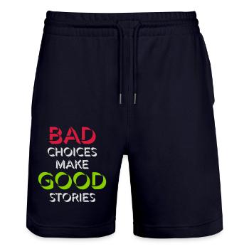 bad decisions great stories - Stanley/Stella Unisex Bio Joggingshorts Trainer  - Dark navy - Vorne - Nik (191cm) & Marisol (170cm)