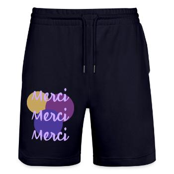 MERCI. MERCI MAÎTRESSE. CADEAU MAÎTRESSE. VACANCES - Short de jogging bio TRAINER Stanley/Stella unisexe - marine foncé - Devant - Nik (191cm) & Marisol (170cm)