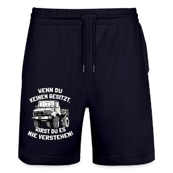 Unimog - 424 427 - Offroad - Universal Motorgerät - Stanley/Stella Unisex Bio Joggingshorts Trainer  - Dark navy - Vorne - Nik (191cm) & Marisol (170cm)