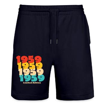 1959: Limited Edition - 65th Anniversary - Stanley/Stella Trainer Unisex Organic Jogging Shorts - dark navy - Front - Nik (191cm) & Marisol (170cm)