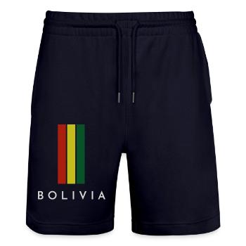 Drapeau bolivien, fierté bolivienne - Short de jogging bio TRAINER Stanley/Stella unisexe - marine foncé - Devant - Nik (191cm) & Marisol (170cm)