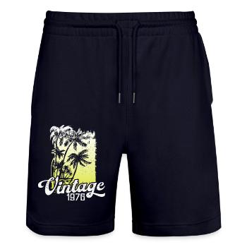 Diese Legende Wurde 1976 Geboren Geburtstag Retro - Stanley/Stella Unisex Bio Joggingshorts Trainer  - Dark navy - Vorne - Nik (191cm) & Marisol (170cm)