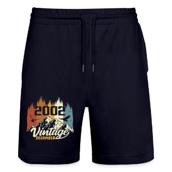 Birthday Gift born in December 2002 - Stanley/Stella Trainer Unisex Organic Jogging Shorts - dark navy - Front - Nik (191cm) & Marisol (170cm)