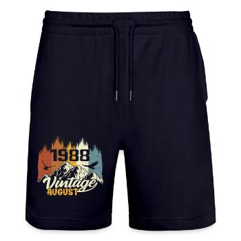Legendary Since August 1988 Birthday Gift 1988 - Stanley/Stella Trainer Unisex Organic Jogging Shorts - dark navy - Front - Nik (191cm) & Marisol (170cm)