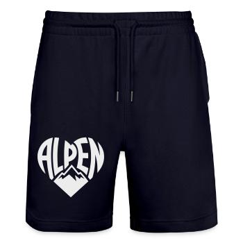 Alpen HerzTypo  - Stanley/Stella Unisex Bio Joggingshorts Trainer  - Dark navy - Vorne - Nik (191cm) & Marisol (170cm)