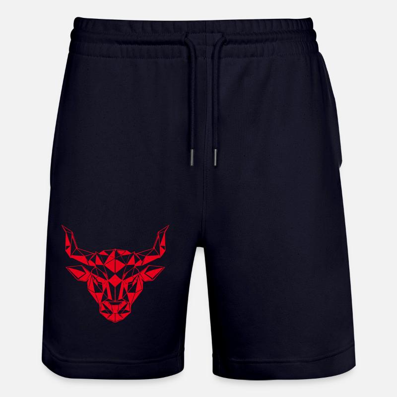 Tête de taureau rouge low-poly - Short de jogging bio TRAINER Stanley/Stella unisexe - marine foncé