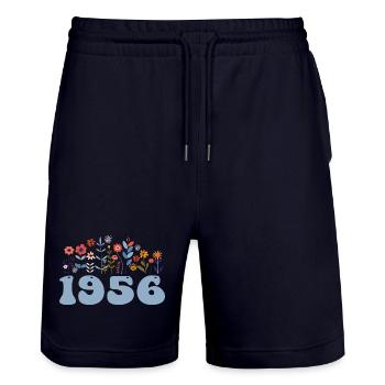 1956 Floral Pattern 1956 Floral Theme Flowers 1956 - Stanley/Stella Trainer Unisex Organic Jogging Shorts - dark navy - Front - Nik (191cm) & Marisol (170cm)