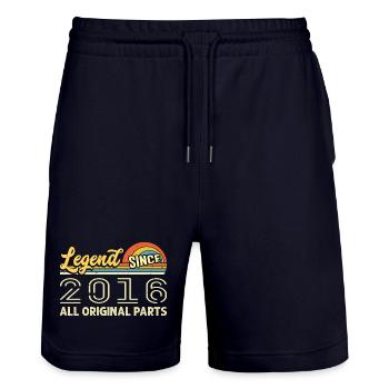 Legendary since 2016 Birthday 2016 Vintage 2016 - Stanley/Stella Trainer Unisex Organic Jogging Shorts - dark navy - Front - Nik (191cm) & Marisol (170cm)