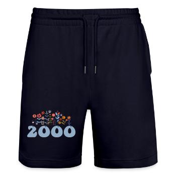 2000 Floral Pattern 2000 Floral Theme Flowers 2000 - Stanley/Stella Trainer Unisex Organic Jogging Shorts - dark navy - Front - Nik (191cm) & Marisol (170cm)