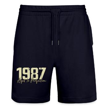 Original 1987 Rétro 1987 Cadeau d’anniversaire 1987 - Short de jogging bio TRAINER Stanley/Stella unisexe - marine foncé - Devant - Nik (191cm) & Marisol (170cm)