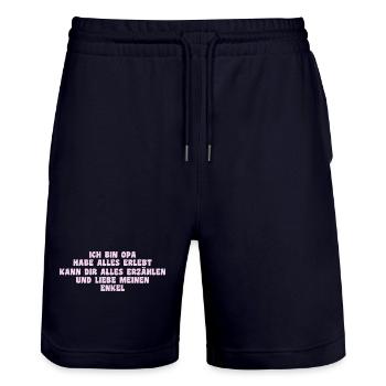 Ich bin Opa und liebe meinen Enkel - Stanley/Stella Unisex Bio Joggingshorts Trainer  - Dark navy - Vorne - Nik (191cm) & Marisol (170cm)
