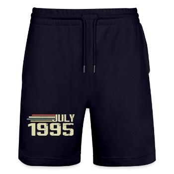 Birthday July 1995 Year 1995 July Vintage 1995 - Stanley/Stella Trainer Unisex Organic Jogging Shorts - dark navy - Front - Nik (191cm) & Marisol (170cm)