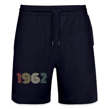 1962 Birthday Vintage 1962 Gift 1962 - Stanley/Stella Trainer Unisex Organic Jogging Shorts - dark navy - Front - Nik (191cm) & Marisol (170cm)