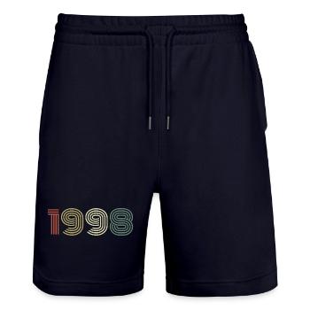 1998 Birthday Vintage 1998 Gift 1998 - Stanley/Stella Trainer Unisex Organic Jogging Shorts - dark navy - Front - Nik (191cm) & Marisol (170cm)