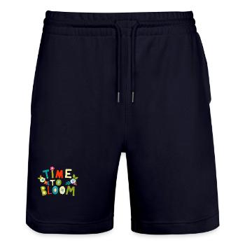 Time to bloom - Stanley/Stella Trainer Unisex Organic Jogging Shorts - dark navy - Front - Nik (191cm) & Marisol (170cm)