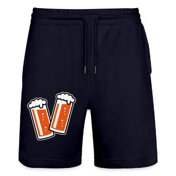 2 Altbiergläser Stoßen An (Bier / Altbier / 3C) - Stanley/Stella Unisex Bio Joggingshorts Trainer  - Dark navy - Vorne - Nik (191cm) & Marisol (170cm)