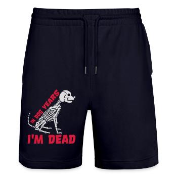in dog years Dead - Stanley/Stella Trainer Unisex Organic Jogging Shorts - dark navy - Front - Nik (191cm) & Marisol (170cm)