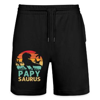 Papysaurus T Rex Dinosaure Papy Saurus Humour Papy - Short de jogging bio TRAINER Stanley/Stella unisexe - noir - Devant - Nik (191cm) & Marisol (170cm)