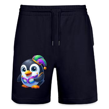 Mignon Mardi Gras Pingouin Déguisement Carnaval - Short de jogging bio TRAINER Stanley/Stella unisexe - marine foncé - Devant - Nik (191cm) & Marisol (170cm)