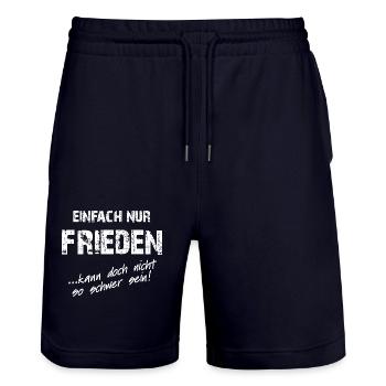 Einfach nur Frieden für alle - Stanley/Stella Unisex Bio Joggingshorts Trainer  - Dark navy - Vorne - Nik (191cm) & Marisol (170cm)