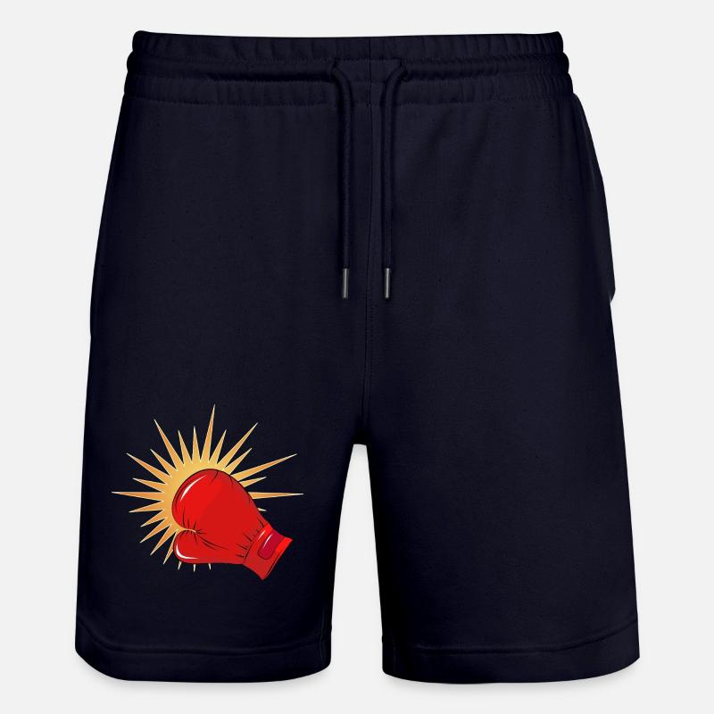 Roter Boxhandschuh mit Schlag-Effekt - Stanley/Stella Unisex Bio Joggingshorts Trainer  - Dark navy