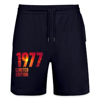 1977 - Stanley/Stella Trainer Unisex Organic Jogging Shorts - dark navy - Front - Nik (191cm) & Marisol (170cm)