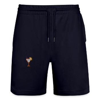 Cocktail orange embroidered - Stanley/Stella Trainer Unisex Organic Jogging Shorts - dark navy - Front - Nik (191cm) & Marisol (170cm)