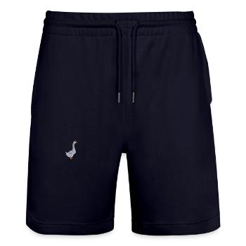 Gans bestickt - Stanley/Stella Unisex Bio Joggingshorts Trainer  - Dark navy - Vorne - Nik (191cm) & Marisol (170cm)
