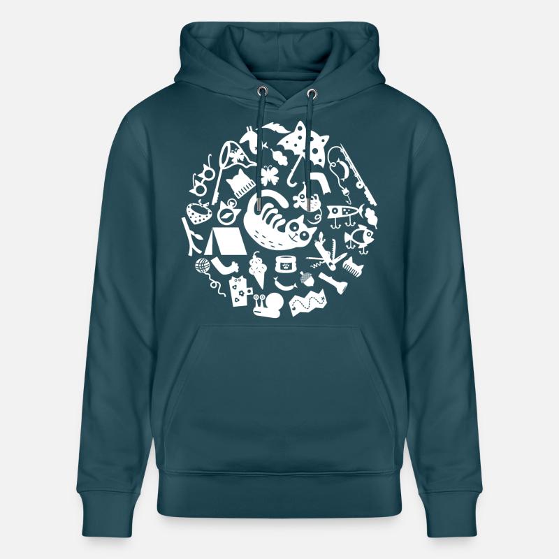 Cat Camping L Blanc - Sweat à capuche bio CRUISER Stanley/Stella Unisexe - bleu pétrole foncé