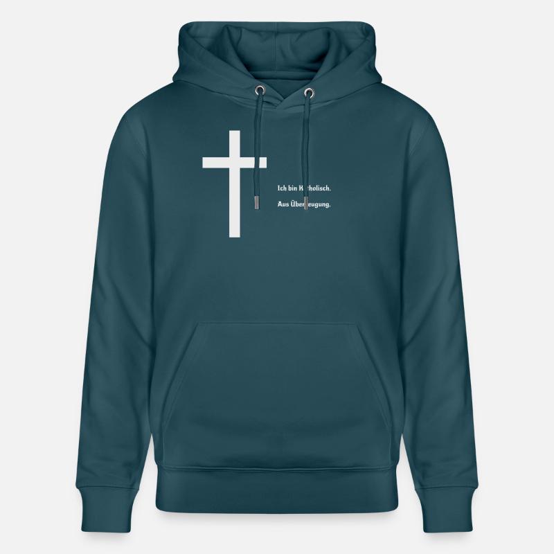 Je suis catholique. Par conviction. - Sweat à capuche bio CRUISER Stanley/Stella Unisexe - bleu pétrole foncé