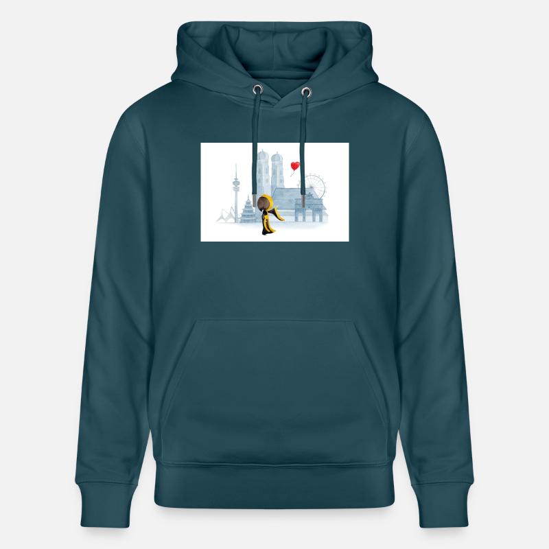 Münchner Kindl avec Munich Skyline - Sweat à capuche bio CRUISER Stanley/Stella Unisexe - bleu pétrole foncé