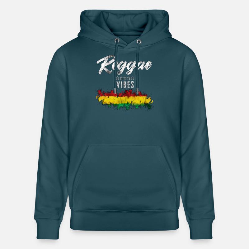 Reggae Vibes Noir Imprimé Cascade - Sweat à capuche bio CRUISER Stanley/Stella Unisexe - bleu pétrole foncé
