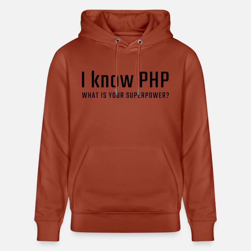 Je connais PHP - Sweat à capuche bio CRUISER Stanley/Stella Unisexe - terracotta