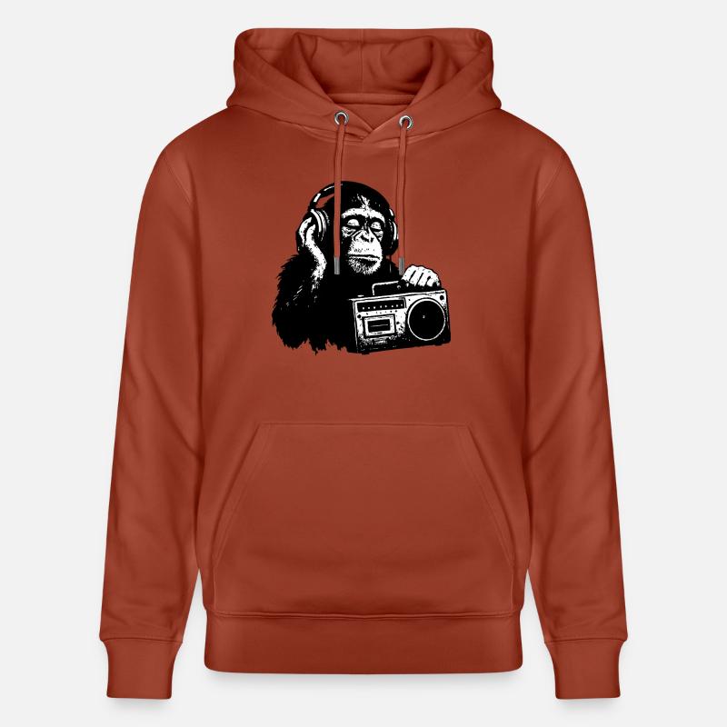 Singe avec magnétophone à cassette - Sweat à capuche bio CRUISER Stanley/Stella Unisexe - terracotta