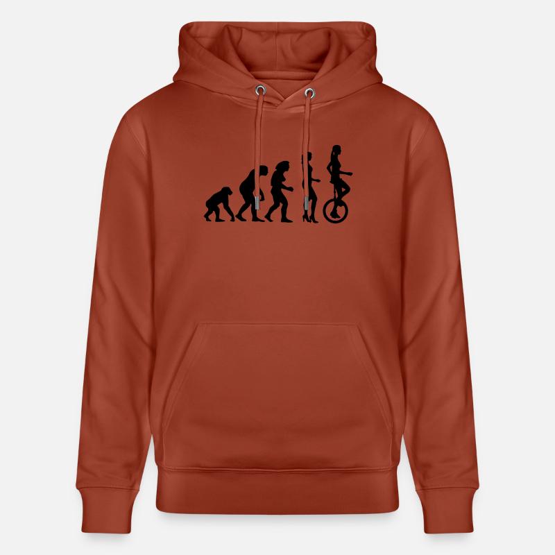 evolution_einradfahrerin_1c - Sweat à capuche bio CRUISER Stanley/Stella Unisexe - terracotta