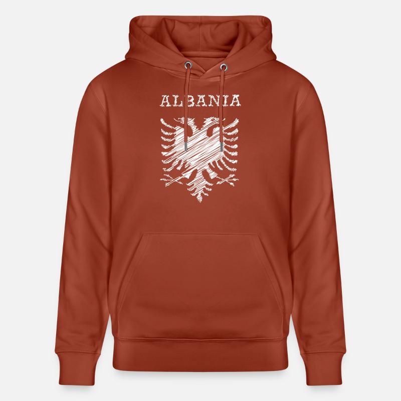 Albania, scribble white - Sweat à capuche bio CRUISER Stanley/Stella Unisexe - terracotta