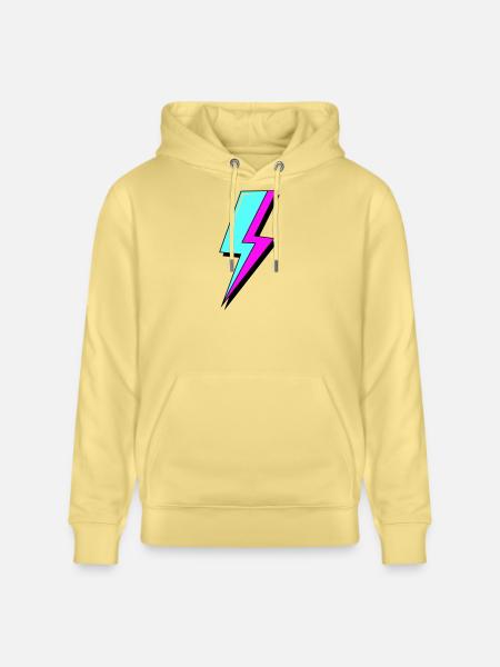 Psychedelic Neon Lightning - Stanley/Stella CRUISER Unisex Organic Hoodie - viva yellow