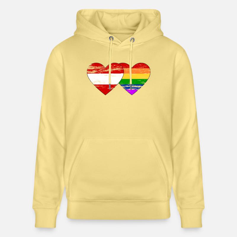 Drapeau arc-en-ciel de l’Autriche utilisé - Sweat à capuche bio CRUISER Stanley/Stella Unisexe - jaune viva 