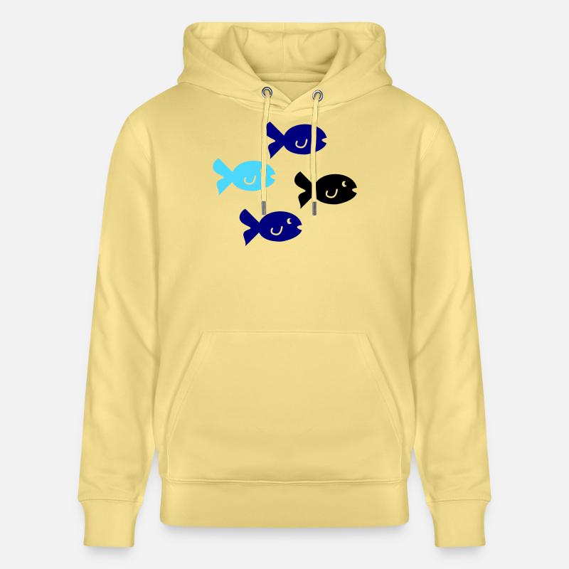 Fiskesilhuett - Stanley/Stella CRUISER økologisk unisex-hettegenser - viva gul 