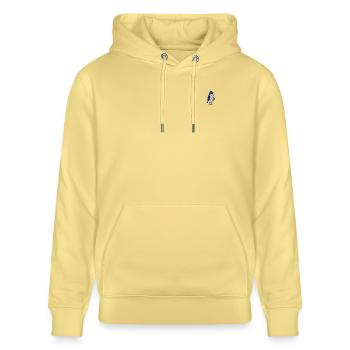 Pinguin bestickt - Stanley/Stella Unisex Bio-Hoodie CRUISER  - Gelb Viva  - Vorne - Alina (178cm) & Michal (187cm)