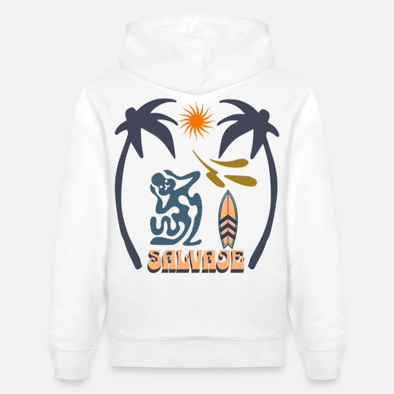 Surf Salvaje- Alerte aux eaux usées UK - Sweat à capuche bio CRUISER Stanley/Stella Unisexe - blanc