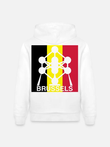 Brussels Atomium – Belgian Flag Square Icon - Stanley/Stella CRUISER Unisex Organic Hoodie - white