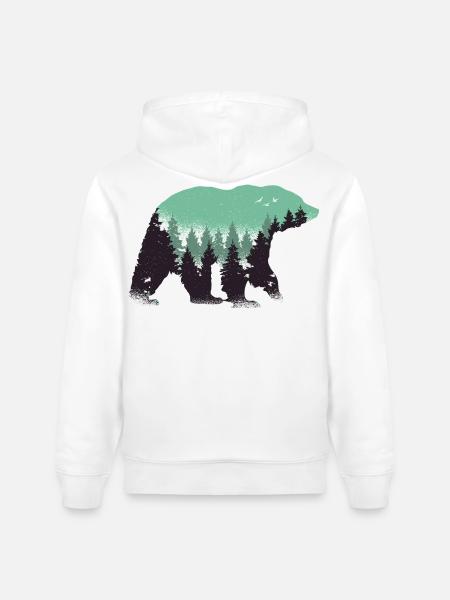 Bear Forest Nature - Stanley/Stella CRUISER Unisex Organic Hoodie - white