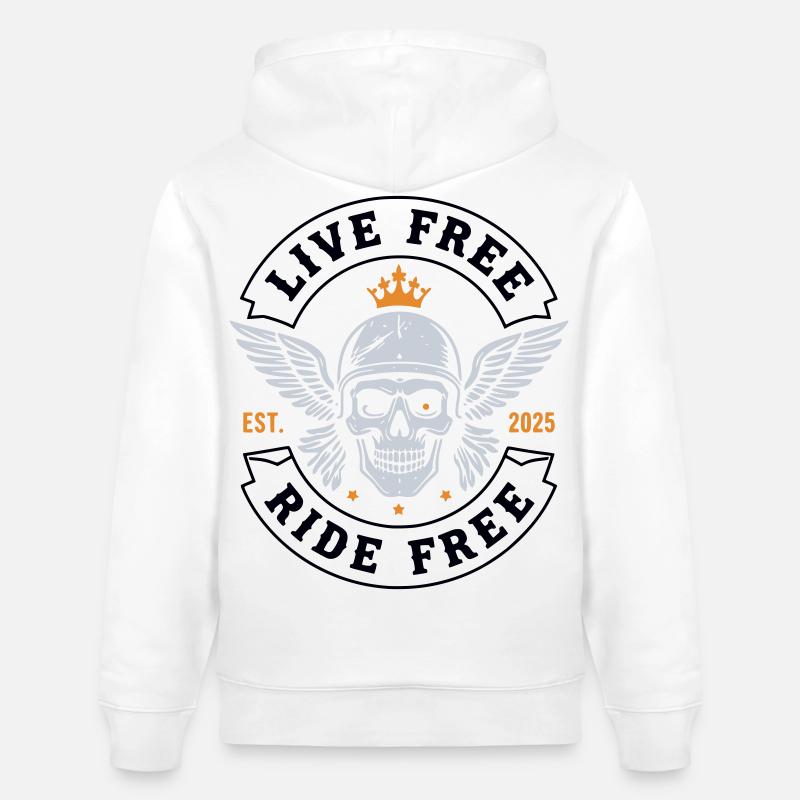 Vie gratuite gratuite – Skull Biker - Sweat à capuche bio CRUISER Stanley/Stella Unisexe - blanc