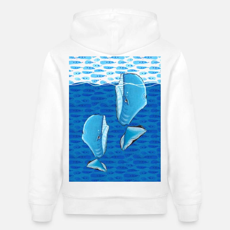 Baleines - Sweat à capuche bio CRUISER Stanley/Stella Unisexe - blanc